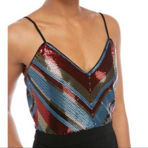 June & Hudson Wide Leg Jumpsuit Sequined Black Multi Size XL - Picture 3 of 12